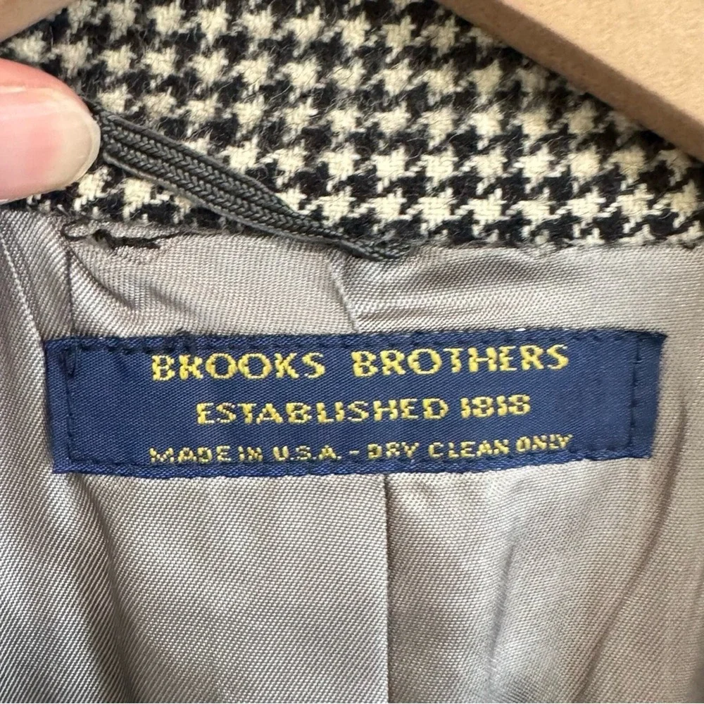 Brooks Brothers Mens 45R Blazer 100% Camel Hair Houndstooth‎ Sport Coat USA